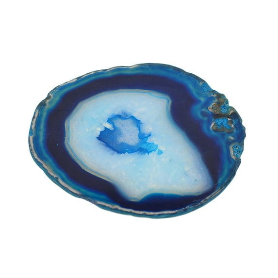 Agate Drinks Coasters Slice Geode Coaster for Drinks, Crystal Cup Mats 3.2-3.9inch, Jewelry Making Pendant (6 Colors) , Navy blue