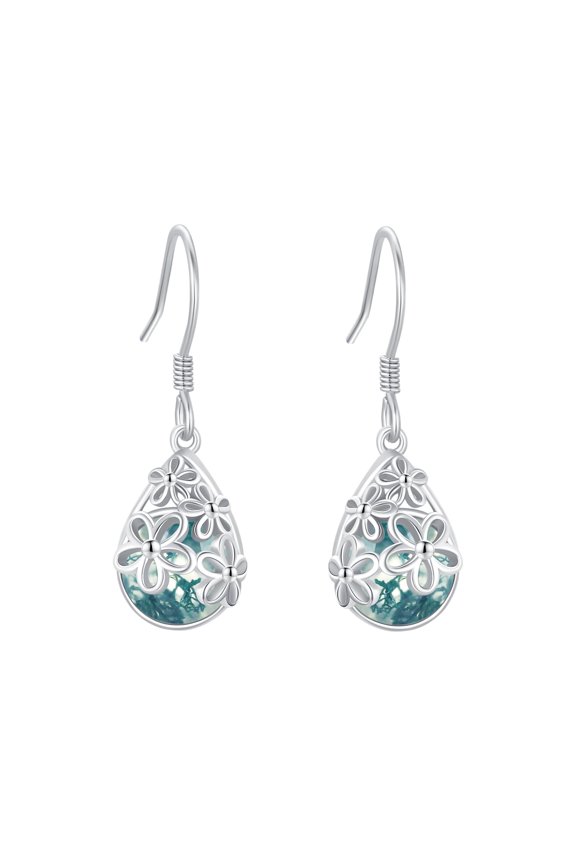 Agate Drop Dangle Earrings for Women S925 Sterling Silver Agate Daisy Teardrop Drop Dangle Earrings Daisy Flower Jewelry Gift for Mom Wife Birthday Christmas