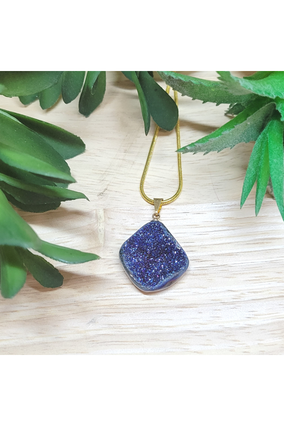 Agate Druzy Titanium Pendant