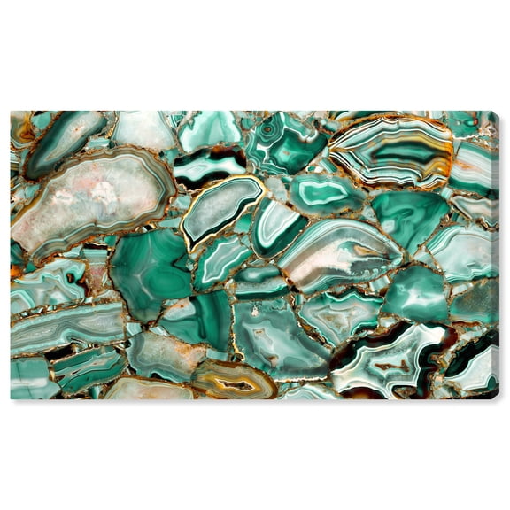 Agate Emerald Cut Green Abstract Canvas Wall Art by Art Remedy, Gallery Wrapped, 36"x24"