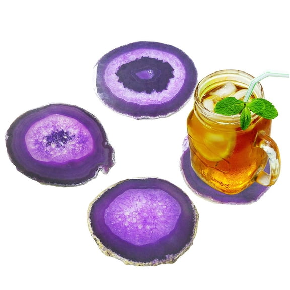 Agate Geode Coasters for Drinks Crystal Stone Table Coasters Large Set of 4 Definition Gifts