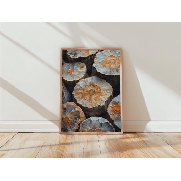 Agate Geode White Orange Crystal Slice Decor Organic Living Room, Unframed Canvas