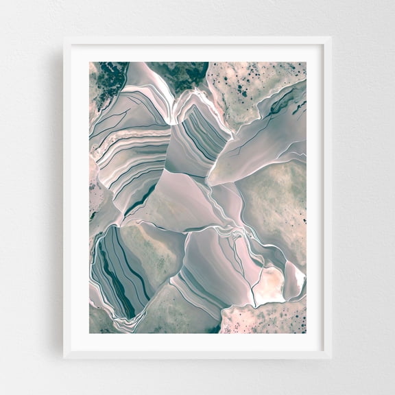 Agate Glow - India Digital Art Abstract Geometric Pattern Surrealism Modern Art Pastel Minimalist White Framed Wall Art Print 6 x 8 inches