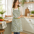 Agate Green Hand Block Print Cotton Kitchen Apron with Pocket and Ties ...