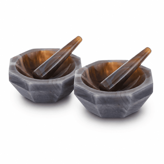 Agate Mortar and Pestle Set - Polished Brazilian Agate Grinder for Lab Grinding, Internal Diameter 70 mm, Depth 21 mm, Hardness 7-7.2