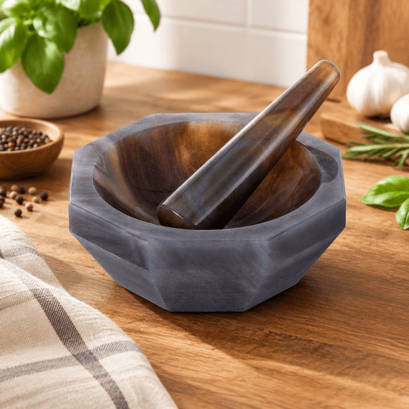 Agate Mortar and Pestle Set - Polished Brazilian Agate Grinder for Lab Grinding, Internal Diameter 70 mm, Depth 21 mm, Hardness 7-7.2