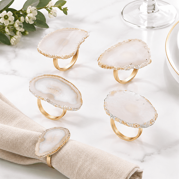 Agate Napkin Rings Set Of 4 Geode