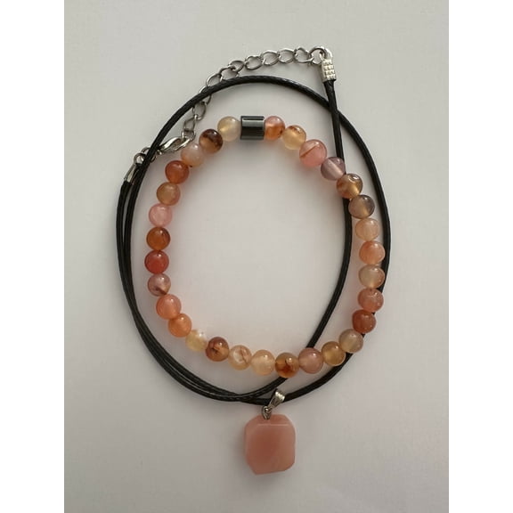 Agate Natural Stone Bracelet with Matching Necklace