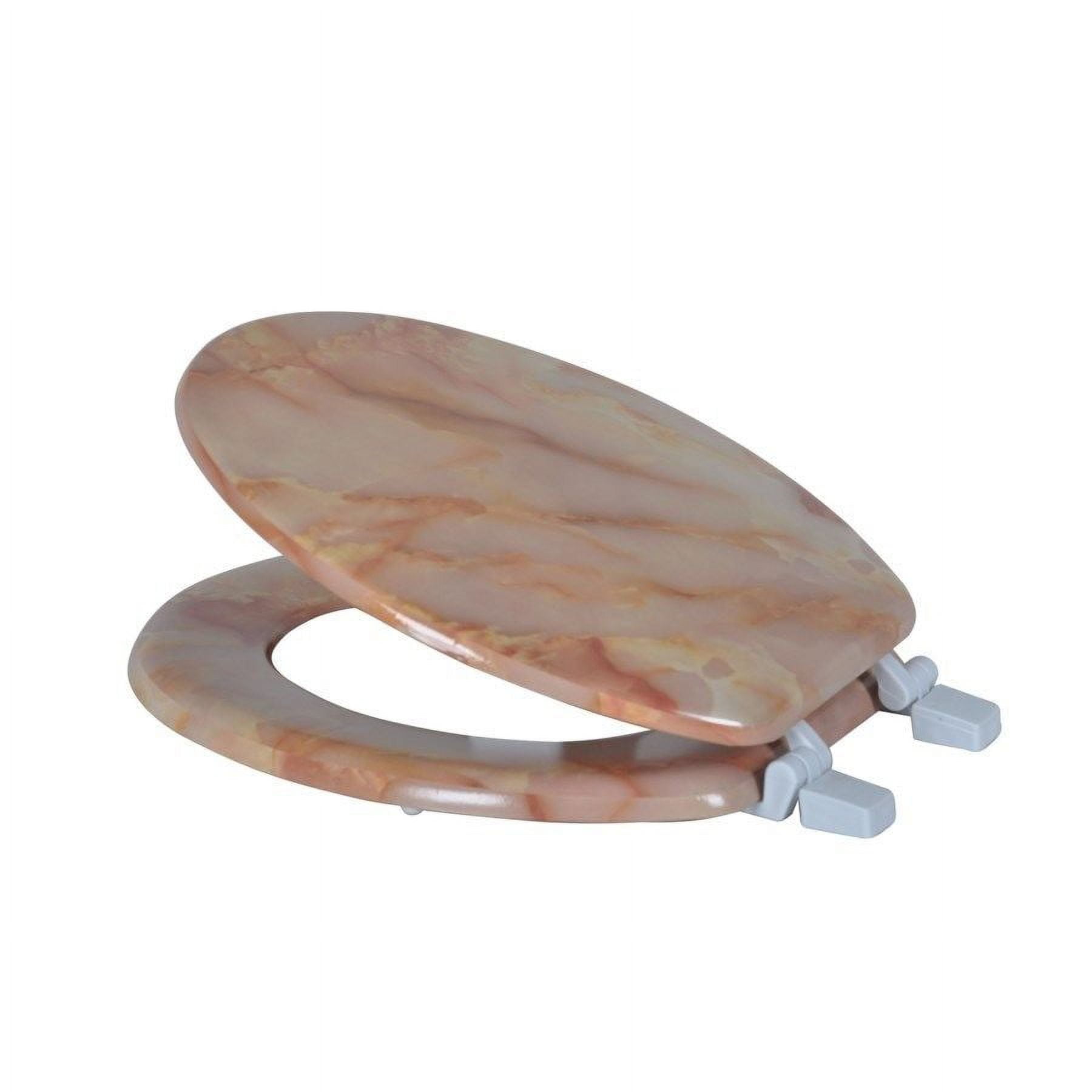 Agate Pink Marble Look Wood Toilet Seat, Standard Round Size