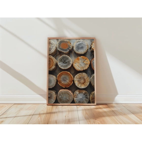Agate Stone Slice Rustic Gray Amber Graphic Poster Unframed Paper Print