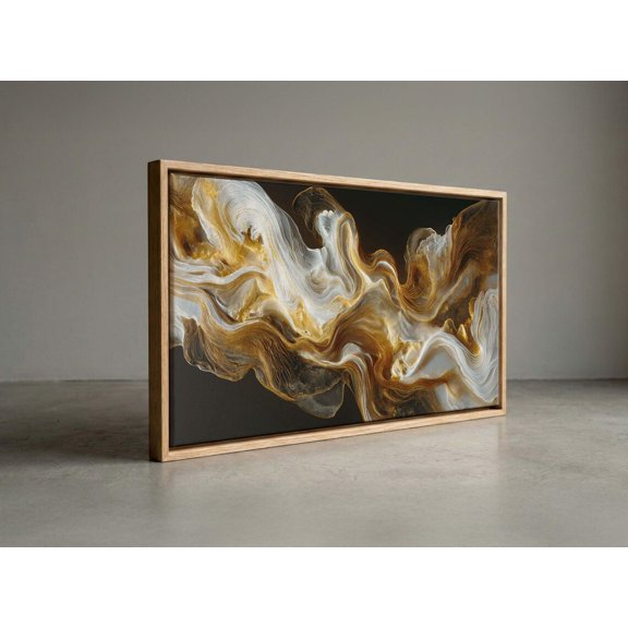 Agate Style Gold And White Luxury Fluid Marble Portrait Decor Unframed Paper Print