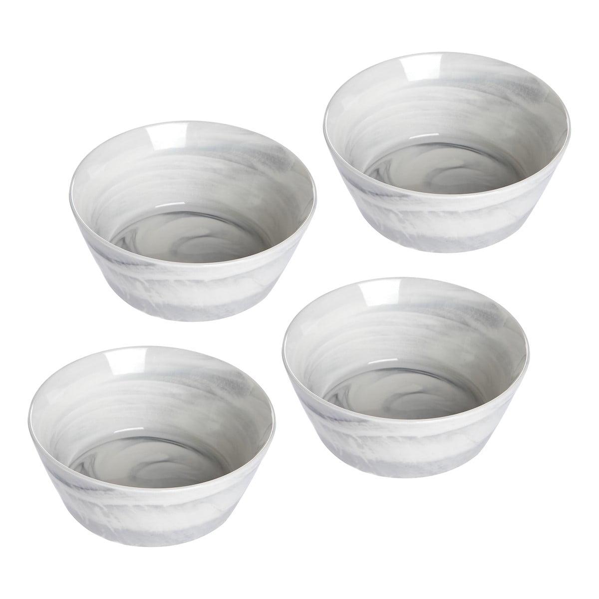 Gray and White Ceramic Swirl Design Bowl Set of 4