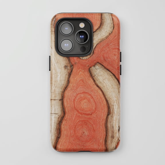 Agate Wood Pattern For All iPhone Series Tough Phone Case Natural Theme Red Orange Brown