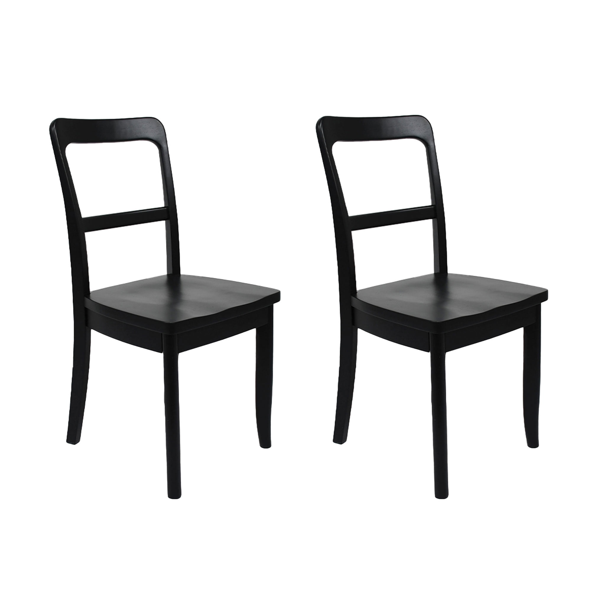Agatha Wooden Dining Chairs by East at Main Set of 2 Black Solid Rubberwood Ladder Back Accent
