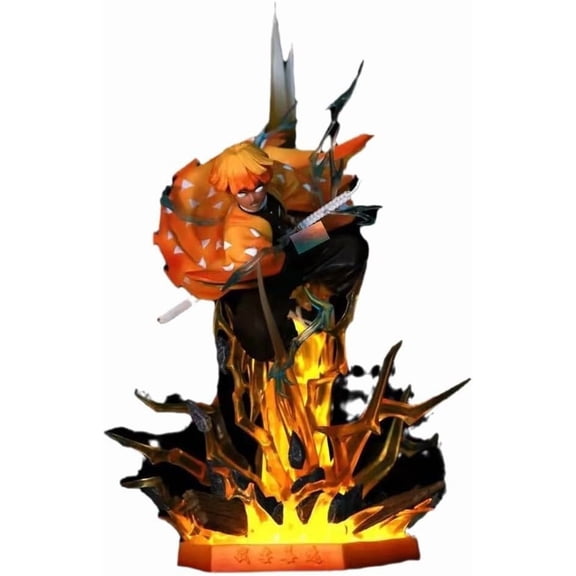 Agatsuma Zenitsu Figure Large Size Lighting Agatsuma Zenitsu Figurine 35cm/13.8inch PVC Character Statue Collection Anime Fans Gifts