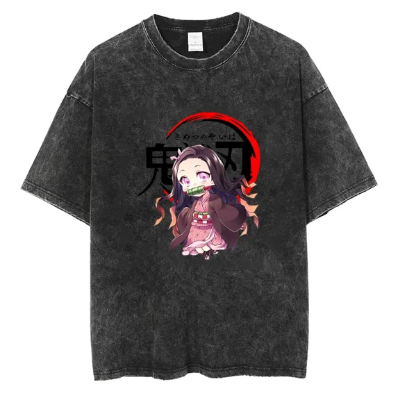 Agatu Mazenitz Shirt Anime Print Shirt Vintage Harajuku High Street Casual Men and Women Oversized Loose