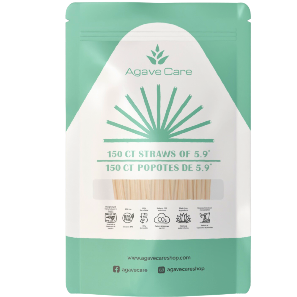 Agave Care Sustainable Agave Straws 5.9" Natural Unwrapped 150