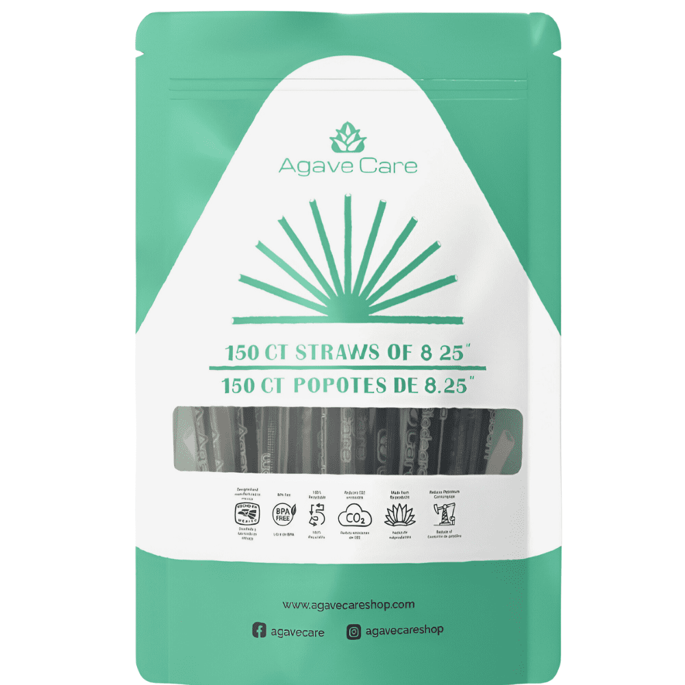 Agave Care Sustainable Agave Straws 8.25 Black Wrapped 150