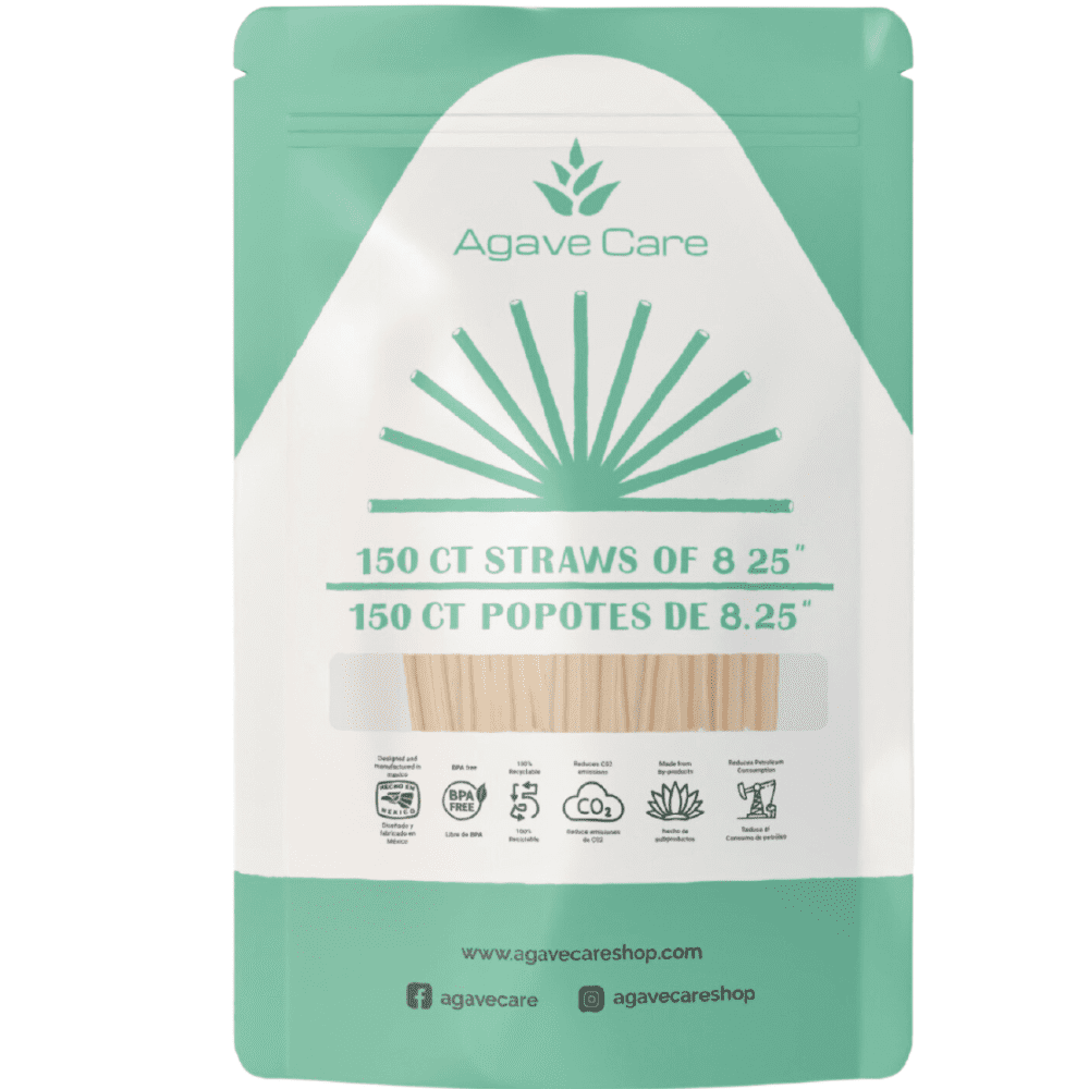 Agave Care Sustainable Agave Straws 8.25" Natural Unwrapped 150
