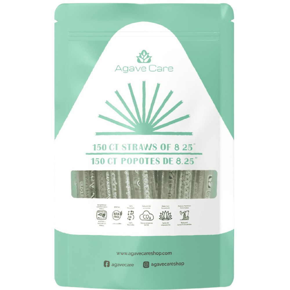 Agave Care Sustainable Agave Straws 8.25" Natural Wrapped 150
