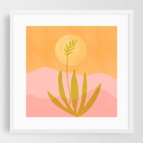 Agave In Moonlight - Painting Abstract Minimalist Boho Nature Desert Pastel Botanical White Framed Wall Art Print 12 x 12 inches