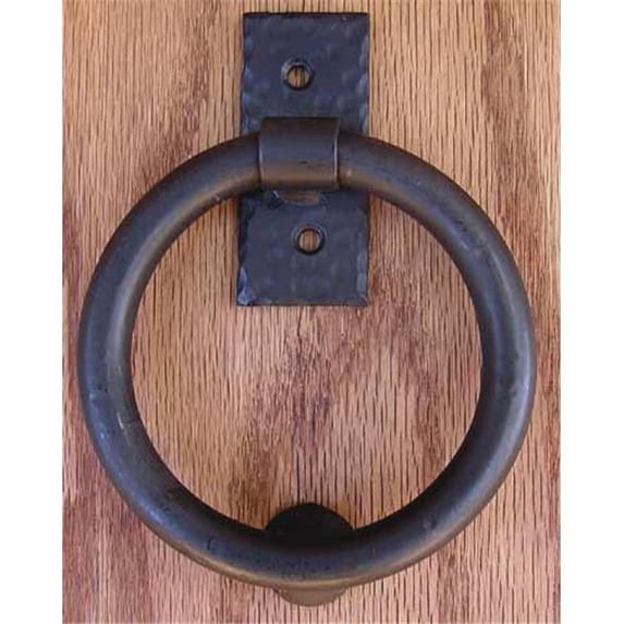 Agave Ironworks KN015-PU014-01 Smooth Ring Knocker And Door Pull Flat Black