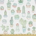 thumbnail image 1 of Ambesonne Agave Fabric by the Yard Upholstery, Cactus Tropical Plants Pots, 10 Yards, White and Multicolor, 1 of 4