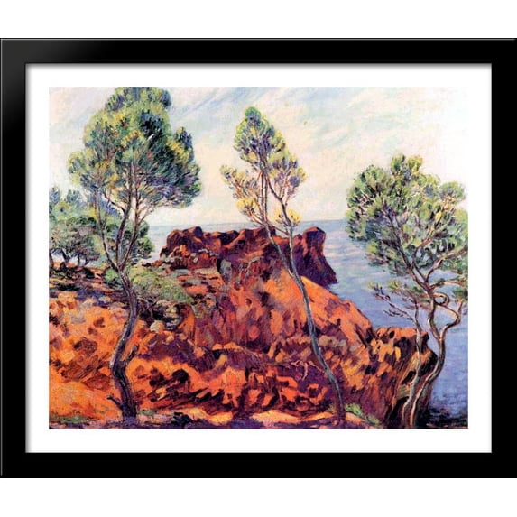 Agay, les Roches Rouges 34x28 Large Black Wood Framed Print Art by Armand Guillaumin