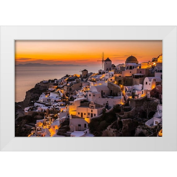 Agazzi, Andreas 24x17 White Modern Wood Framed Museum Art Print Titled - Calispera Santorini