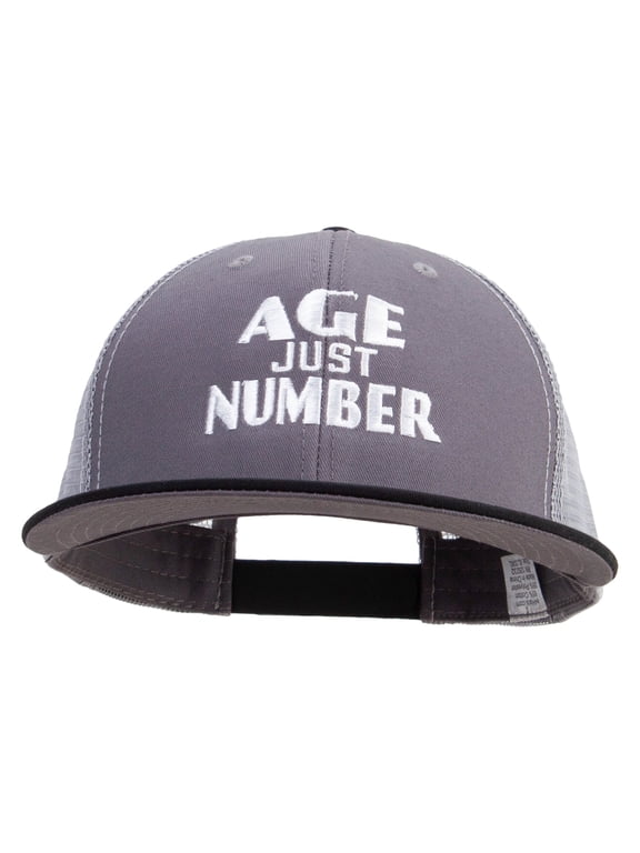 Age Is Just A Number Embroidered Big Size Premium Flat Bill Trucker Cap - Black Charcoal XL-3XL