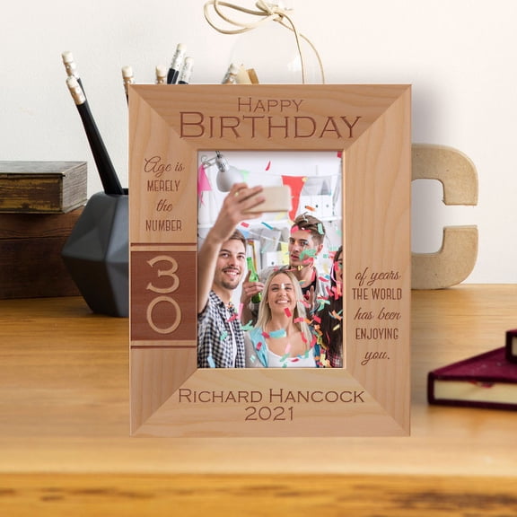 Age Is Merely The Number Of Years The World Has Been Enjoying You Personalized Wooden Frame 3 1/2" x 5" Brown (Vertical)