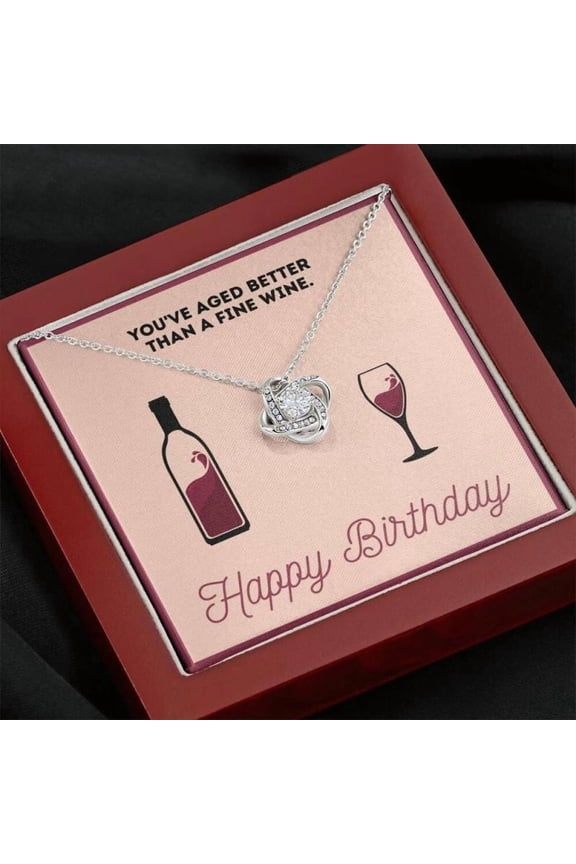 Age Like Fine Wine Necklace, Wine Lover Birthday Gift, Best Friend Birthday, Stylish Bday Gift For Older Woman, 50th Birthday Gift Women Personalized Jewelry, Custom Message Card, Gift Box