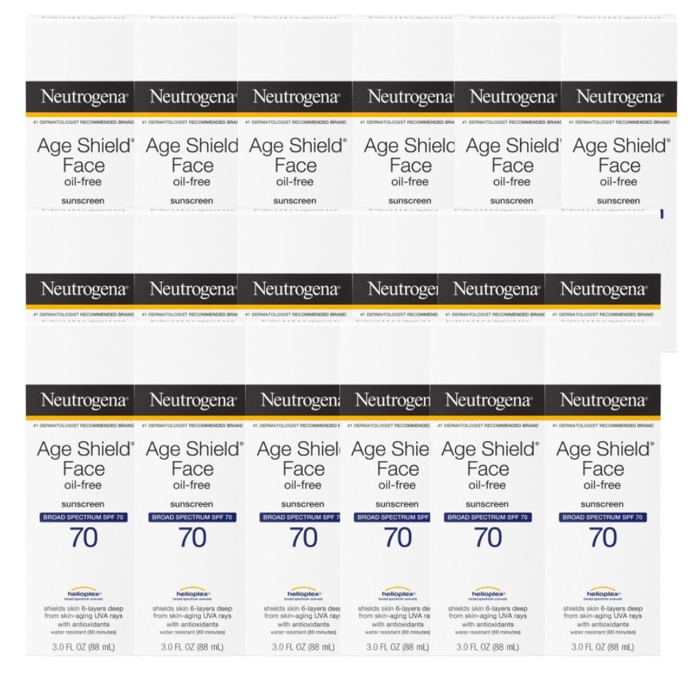 Age Shield Face Oil Free Sunscreen Lotion PABA-Free Pack of 18, 3 Fl OZ Per Pack