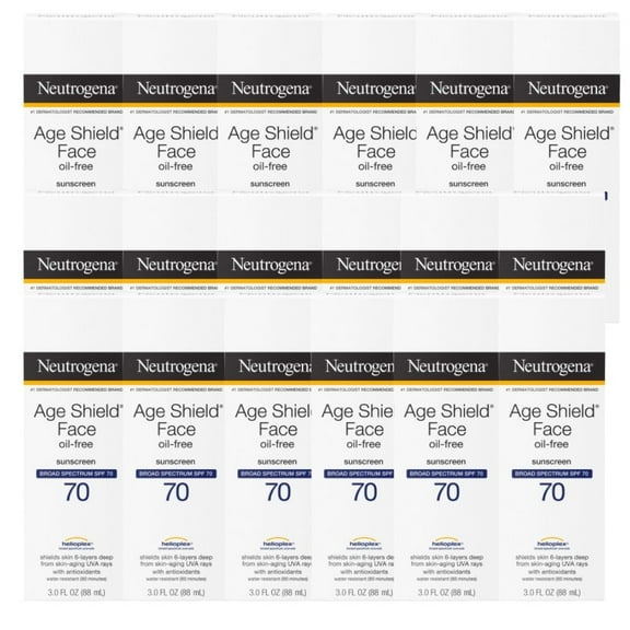 Age Shield Face Oil Free Sunscreen Lotion PABA-Free Pack of 18, 3 Fl OZ Per Pack