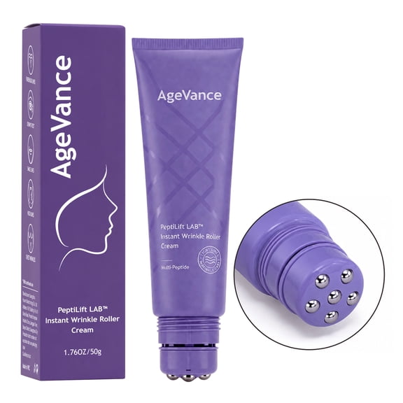 AgeVance Neck Firming Cream with Roller Massage,Korean Style Skincare Creams Lifting and Tightening,Hydration Moisturizing, Minimizes Appearance of Wrinkles Cream for Face, Neck,Chest 1.76 fl oz