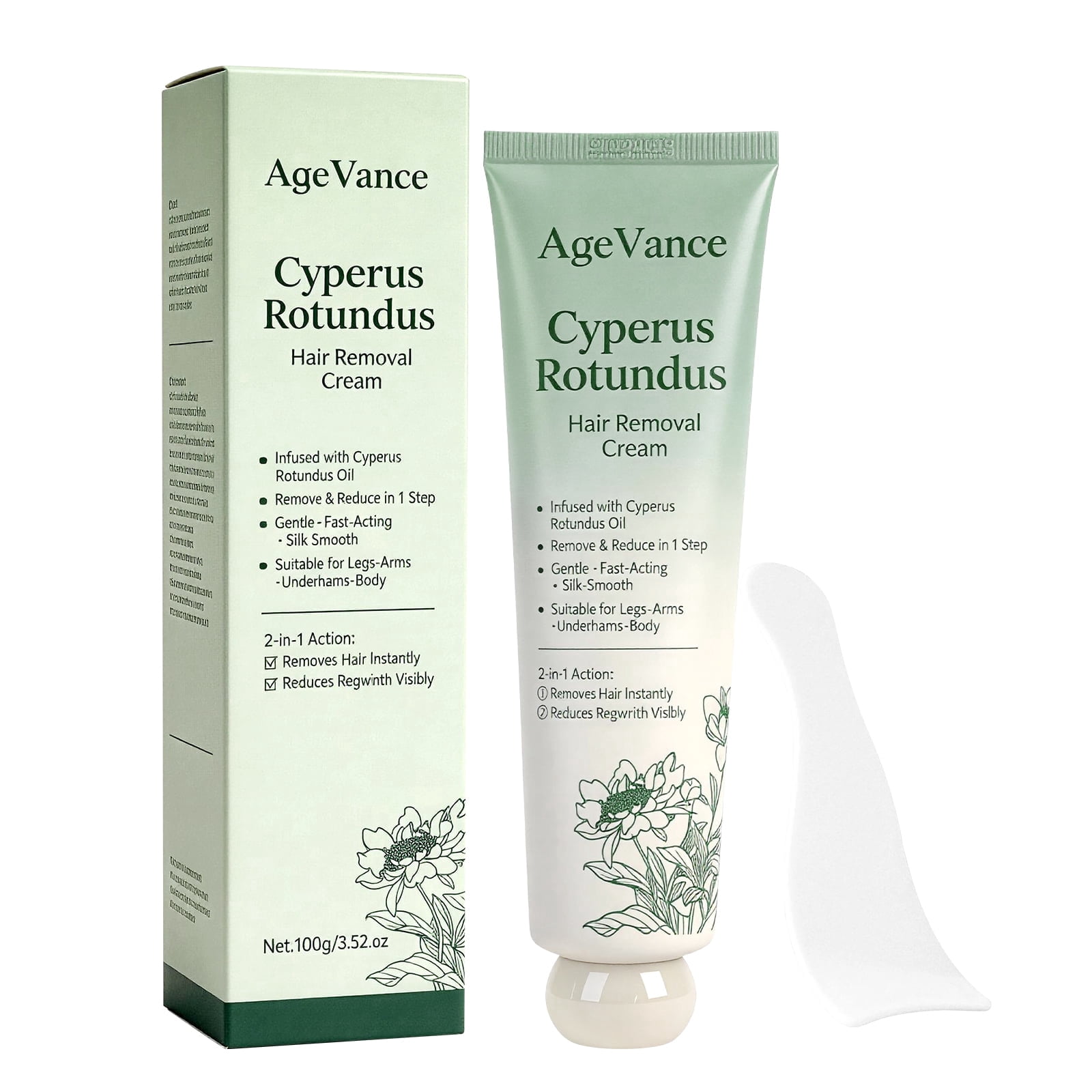 Age Vance Hair Removal Cream for Women, Body Hair Removal Cream Gentle Formula Painless Hair Removal for All Skin Type Legs, Underarms & Arms,3.52 oz