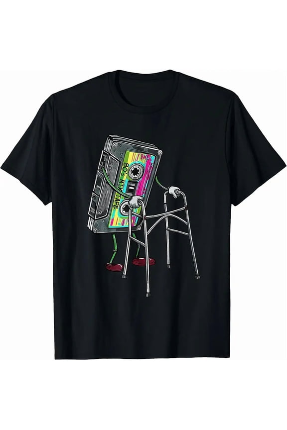 Aged 80s Mixtape Cassette Walker Graphic for Unisex Music Fan Short Sleeve T-Shirt