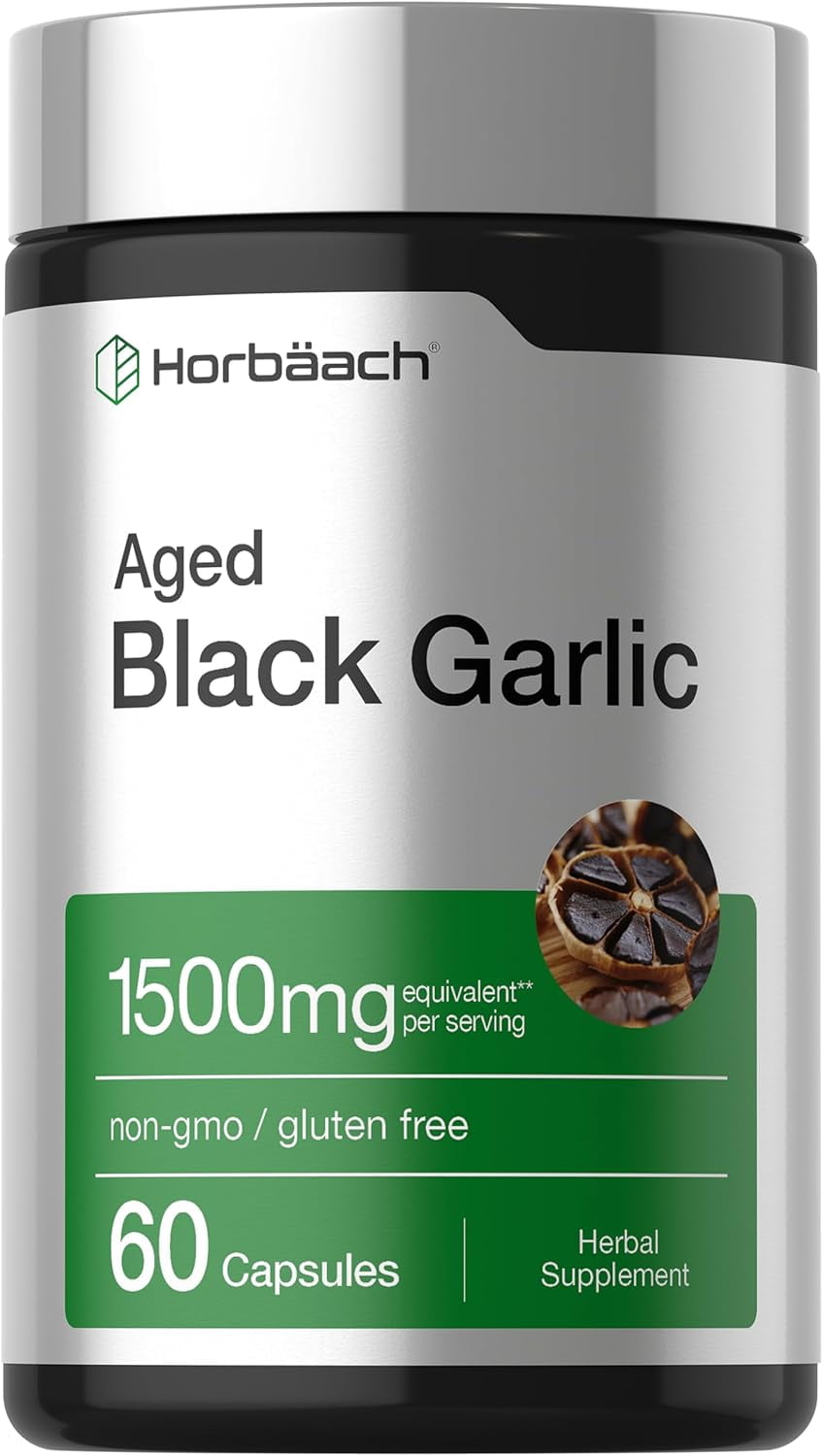 Aged Black Garlic 1500 mg | 60 Capsules | Fermented Extract | by Horbaach
