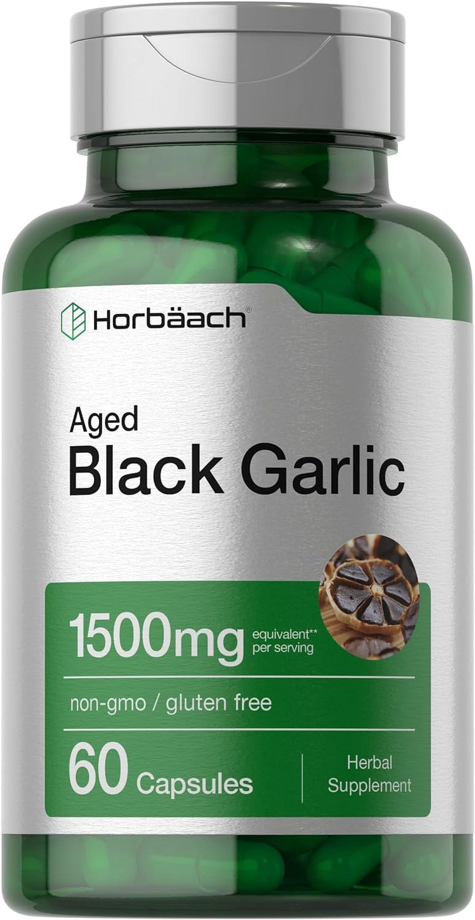 Aged Black Garlic 1500 mg | 60 Capsules | Fermented Extract | by Horbaach