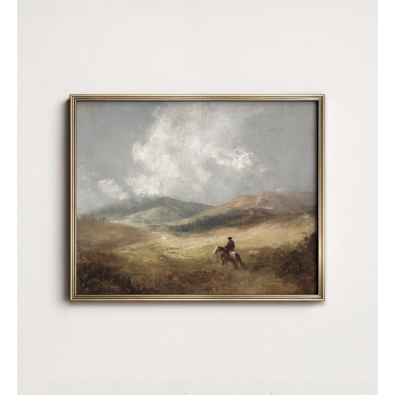Aged Books White Blossoms Vintage Library Decor Western Cowboy Landscape Print Rustic Prairie Ranch, UNFRAMED Size 16x16