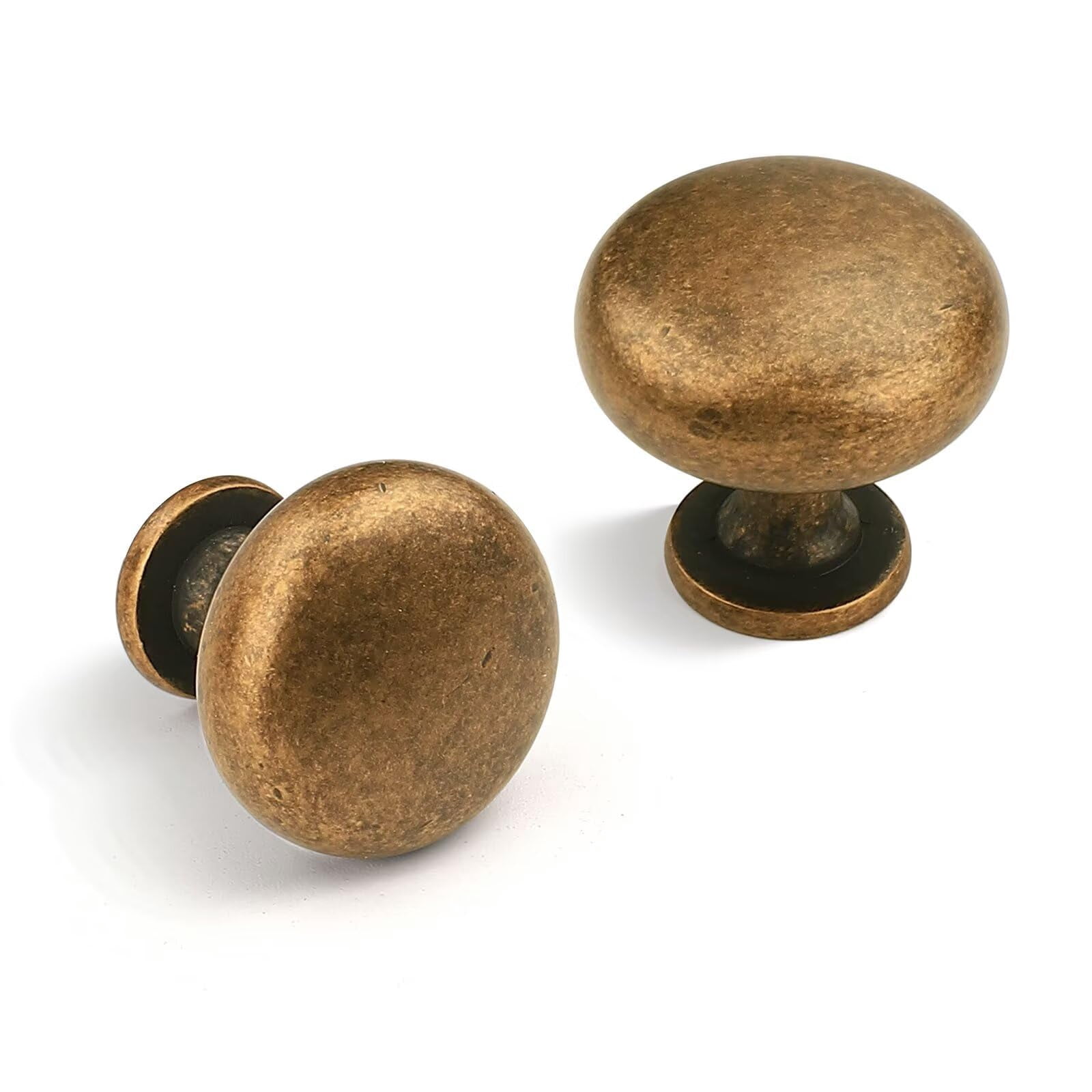 Aged Brass Knobs 12 Pack, Solid Warm Gold Cabinet Knobs, Antique Brass Drawer Knobs, Champagne Bronze Kitchen Cabinet Hardware,Diameter 1-1/5"