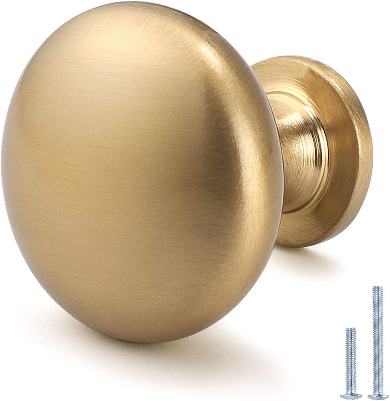 Aged Brass Knobs 12 Pack, Solid Warm Gold Cabinet Knobs, Antique Drawer Champagne Bronze Kitchen Hardware,Diameter 1-1/5"