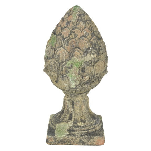 Aged Ceramic Moss Pinecone Finial