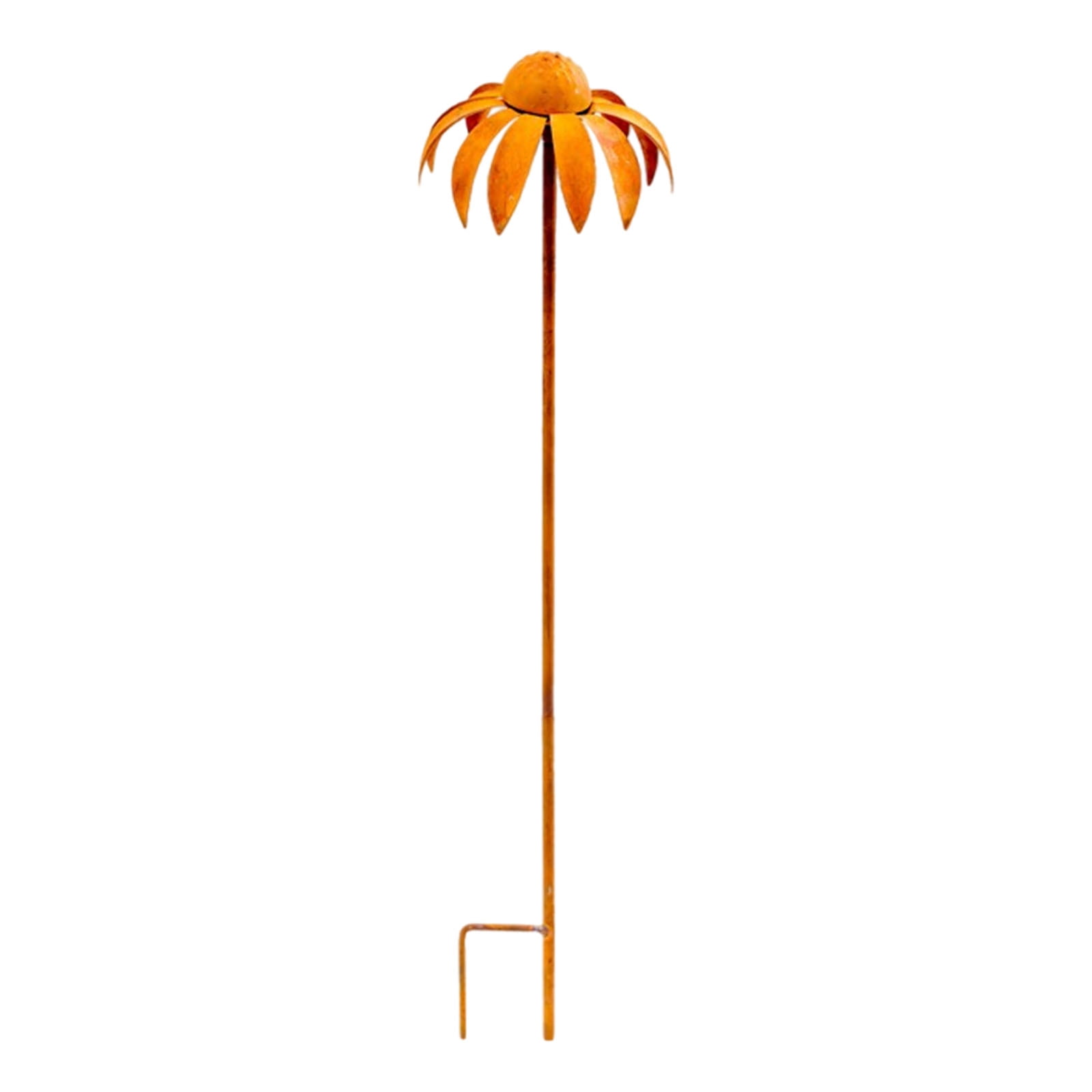 Aged Finish Iron Echinacea Coneflower Garden Stake Decorative Plant Sculpture for Patios Landscape
