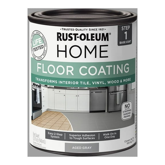 4 Pack, Aged Gray, Rust-Oleum Home Floor Paint Matte - 365929, Quart