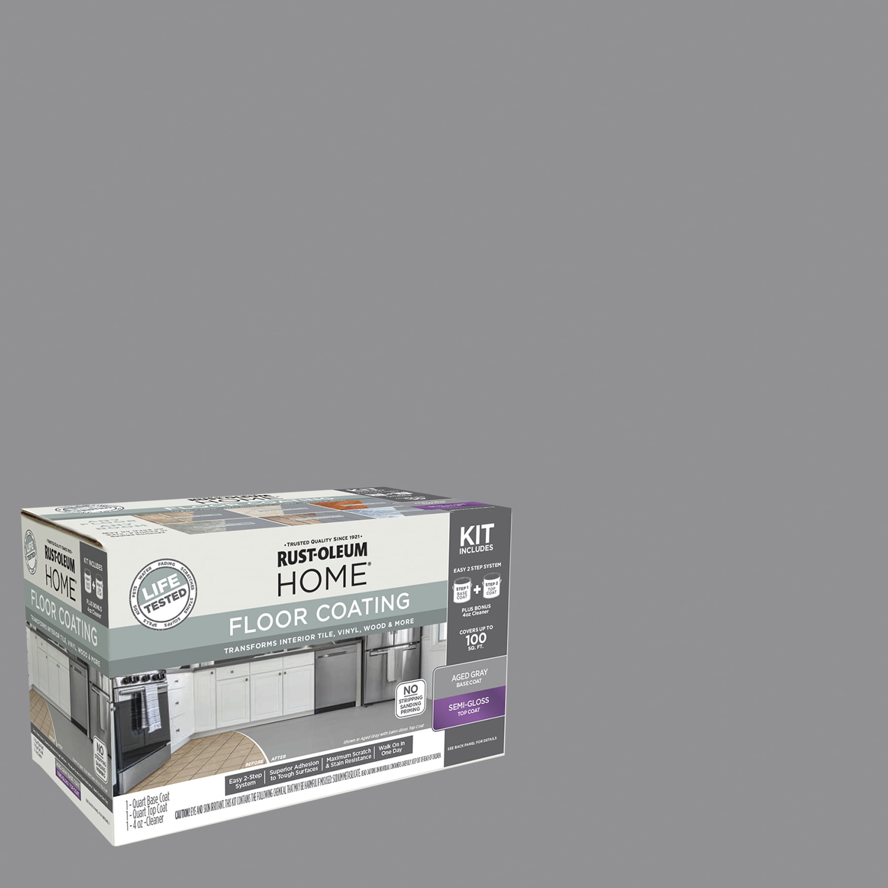 Aged Gray, Rust-Oleum Home Semi-Gloss Floor Coating- 372056, Kit
