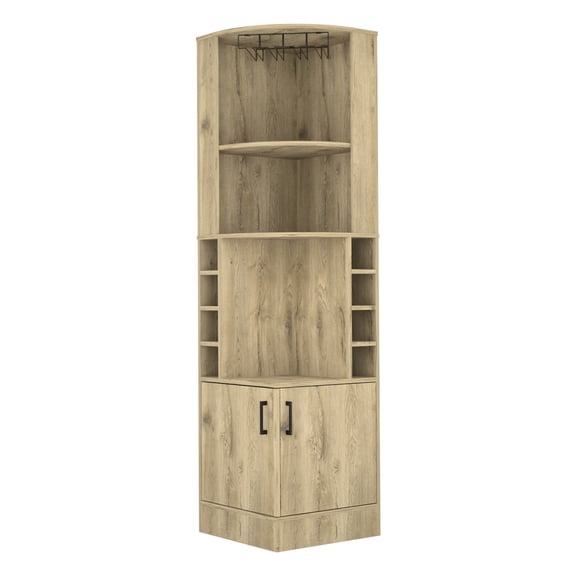 Aged Oak Appearance - One Upper Shelf for Display - Living Room Corner - Add Style to Your Space