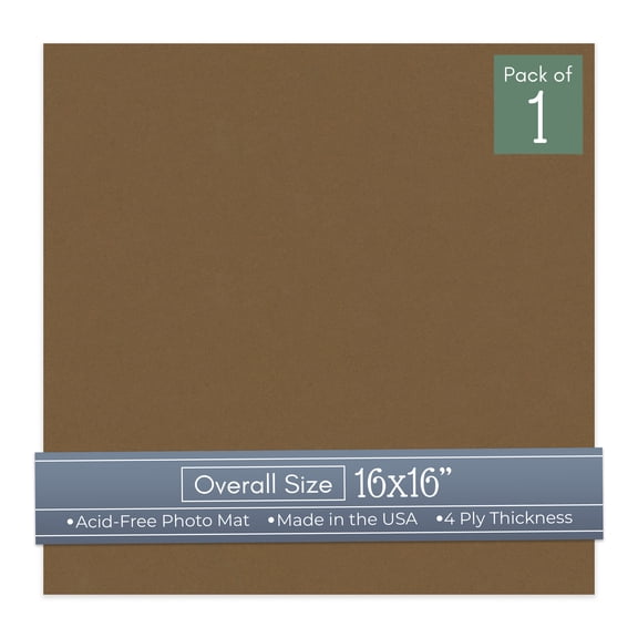 Aged Oak Brown 16x16 Uncut Art Mat Board - No Opening - 1 Mat