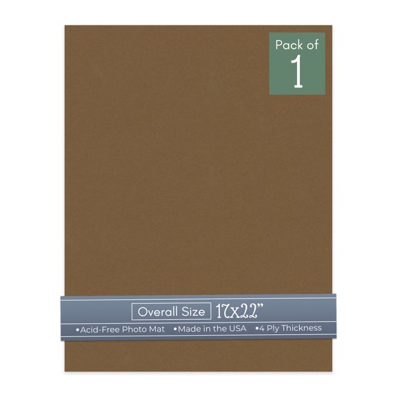 Aged Oak Brown 17x22 Uncut Art Mat Board - No Opening - 1 Mat