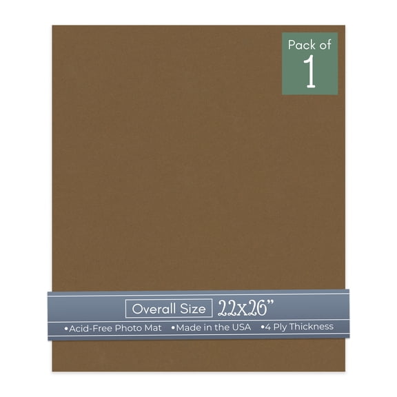 Aged Oak Brown 22x26 Uncut Art Mat Board - No Opening - 1 Mat